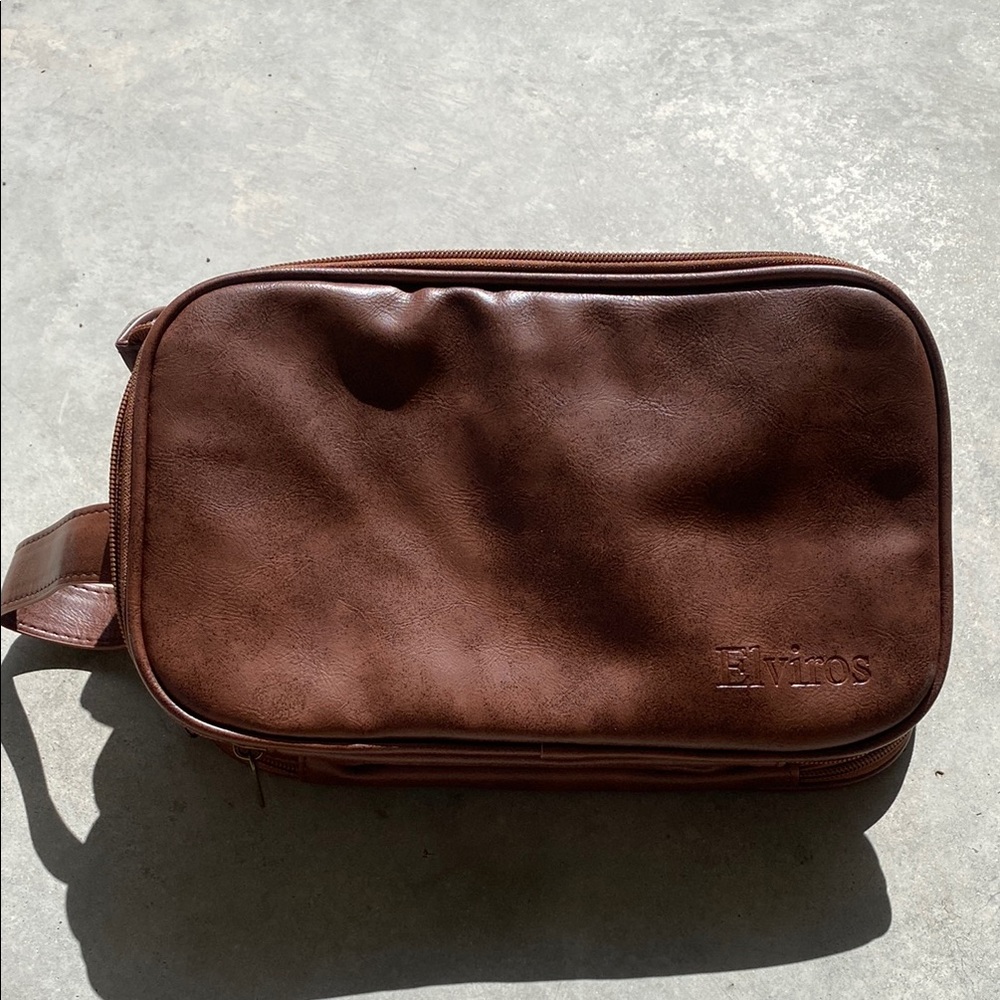 Mens Elviros Brown Travel Toiletry Bag